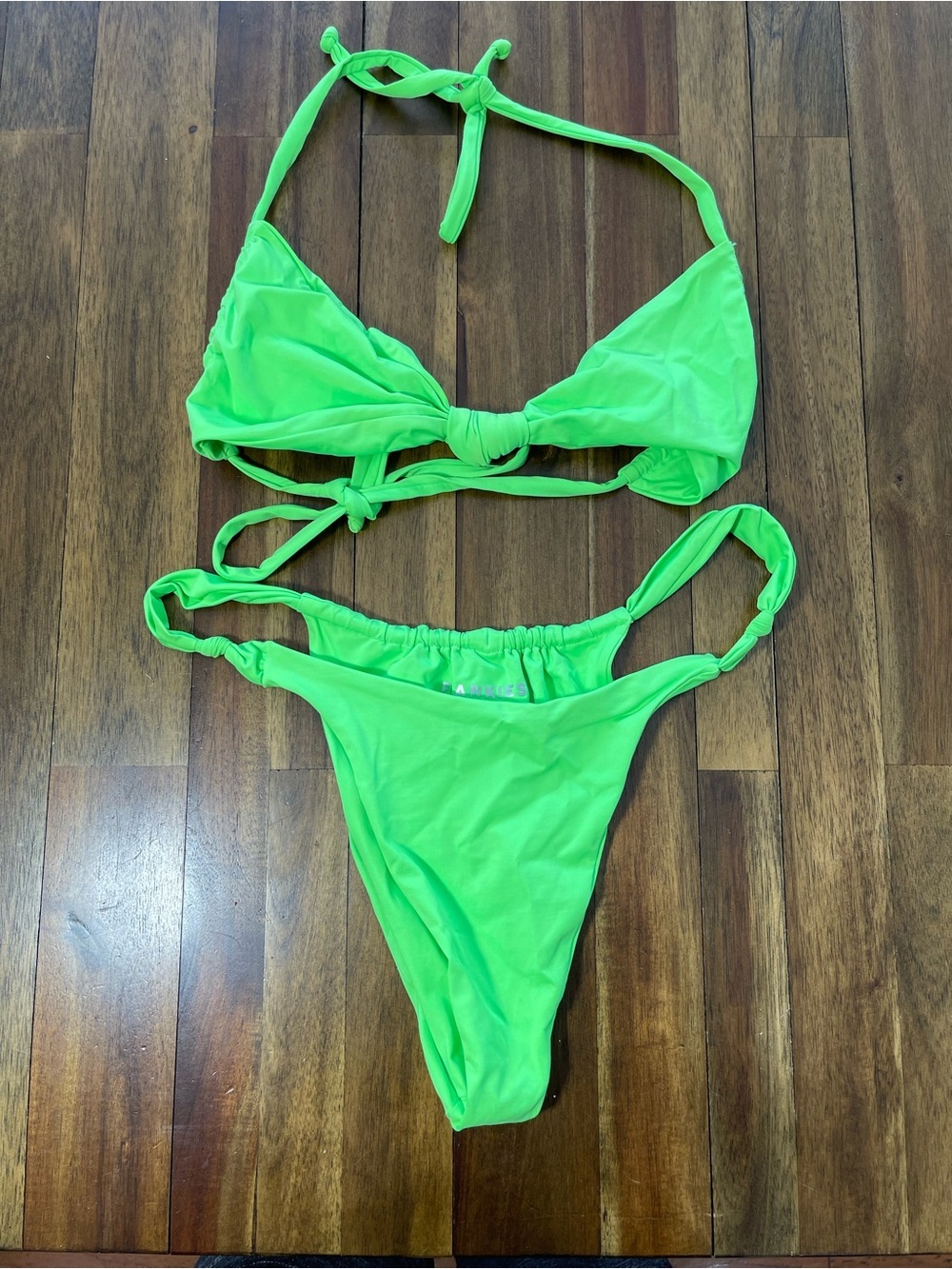 Frankie’s Bikinis neon green bikini set